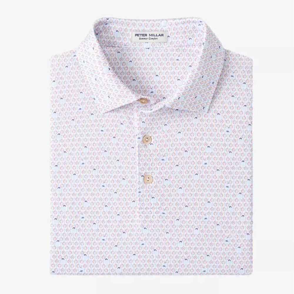 Peter Millar Summer Comfort Performance Jersey Golf Polo Still Song Banjo Size L